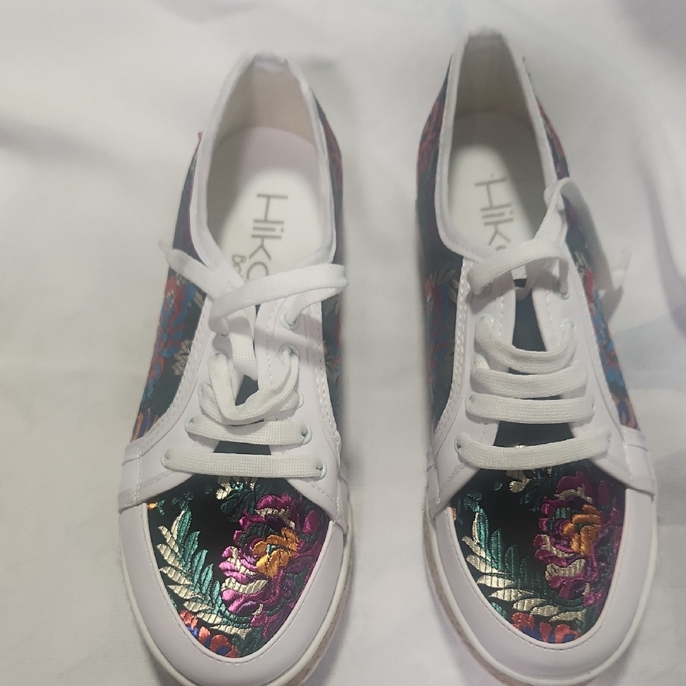 Women's Floral Sneakers - Black and White